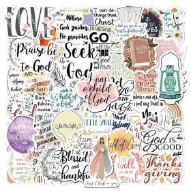 52pcs Classic Jesus Sayings Stickers; Christian Decal Perfect For Water Bottle Laptop Scrapbook