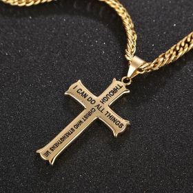 "I Can Do All Things Through Christ"Cross Christian Necklace (Color: Golden)