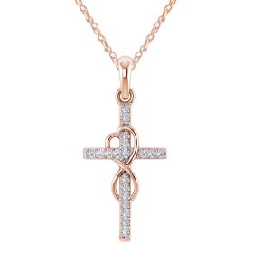 Classic Women Crystal Cross Necklace For Women fASHION Heart Infinity Pendant Necklace Religious Jewelry Christian Baptism Gift (Metal Color: A)