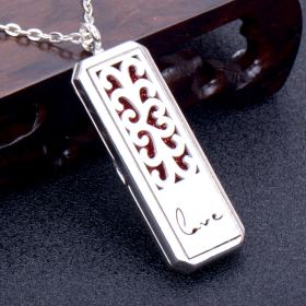 Square Essential Oil Necklace Openable Silver Pendant Perfume Accessories (style: O)