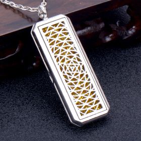 Square Essential Oil Necklace Openable Silver Pendant Perfume Accessories (style: 34)