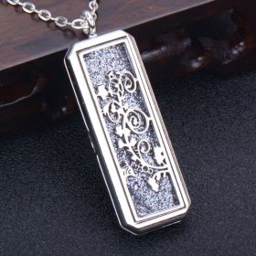 Square Essential Oil Necklace Openable Silver Pendant Perfume Accessories (style: 30)