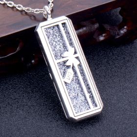 Square Essential Oil Necklace Openable Silver Pendant Perfume Accessories (style: N)