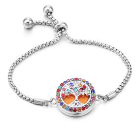 Color Rhinester Tree Of Life Bracelet Stainless Steel Essential Oil Diffuser Case (Color: Color1)