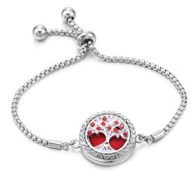 Color Rhinester Tree Of Life Bracelet Stainless Steel Essential Oil Diffuser Case (Color: Color7)