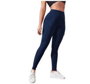 Leggings High Waisted Tummy Control Workout Yoga Pants (Color: Navy, size: L)