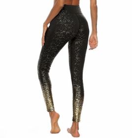 Women's Leggings Fitness Sports Gym Running Yoga Athletic Pants Gold (Color: Black, size: M)