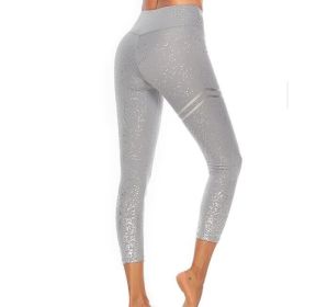 Women Fahsion Hot Stamping Leggings Stretch Tight Yoga Pants (Color: Gray, size: XS)