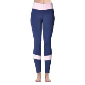 Women Sports Trouser Gym Workout Fitness Capris Yoga Pant Legging (Color: Navy  Blue, size: L)