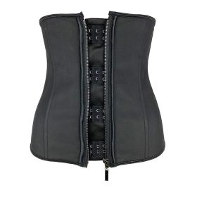 Women Latex Waist Trainer Body Shaper Corsets with Zipper Cincher Corset Top Slimming Belt Black Shapers Shapewear Plus Size (Color: Black, size: S)