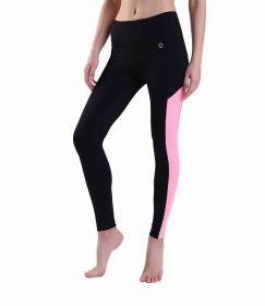 Women's Yoga Pants Power Stretch Workout Leggings Waist Tummy Control (Color: pink, size: 16)