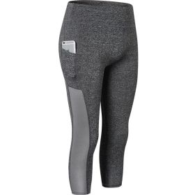 Women High Waist Yoga Leggings Gym Pants (Color: Gray, size: L)