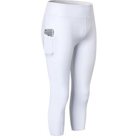 Women High Waist Yoga Leggings Gym Pants (Color: White, size: S)