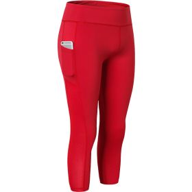 Women High Waist Yoga Leggings Gym Pants (Color: Red, size: L)