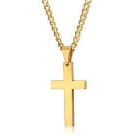 Fashion Cross Necklace Women Men Stainless Steel Christian Charm Necklace Boys Girls Punk Hip Hop Friendship Jewelry Gifts (Color: Golded)