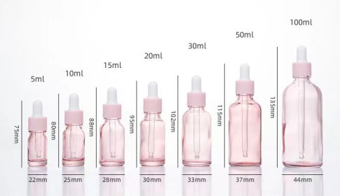 Glass Fine Oil Bottle Avoid Light Glue Head Dropper Bottle  Stock Bottling Cosmetics (Option: Pink-5ml)