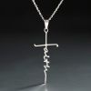 1pc New Stainless Steel Christian Cross Faith Word Church Prayer Religious Pendatn Necklace