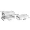 2 Pack Collapsible Storage Bins with Lids, Clear Plastic Foldable Storage Box, Stackable Storage Containers for Organizing, White